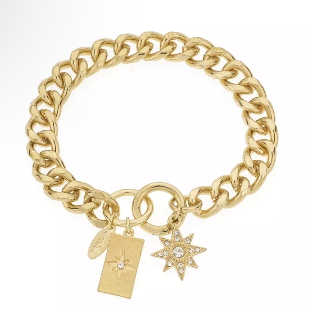 Women's 18k Gold Plated Starry Charms Chain Bracelet